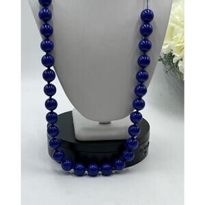 Kenneth Jay Lane KJL‎ Vintage Blue Blueberry Faux Lapis Beaded Long Necklace